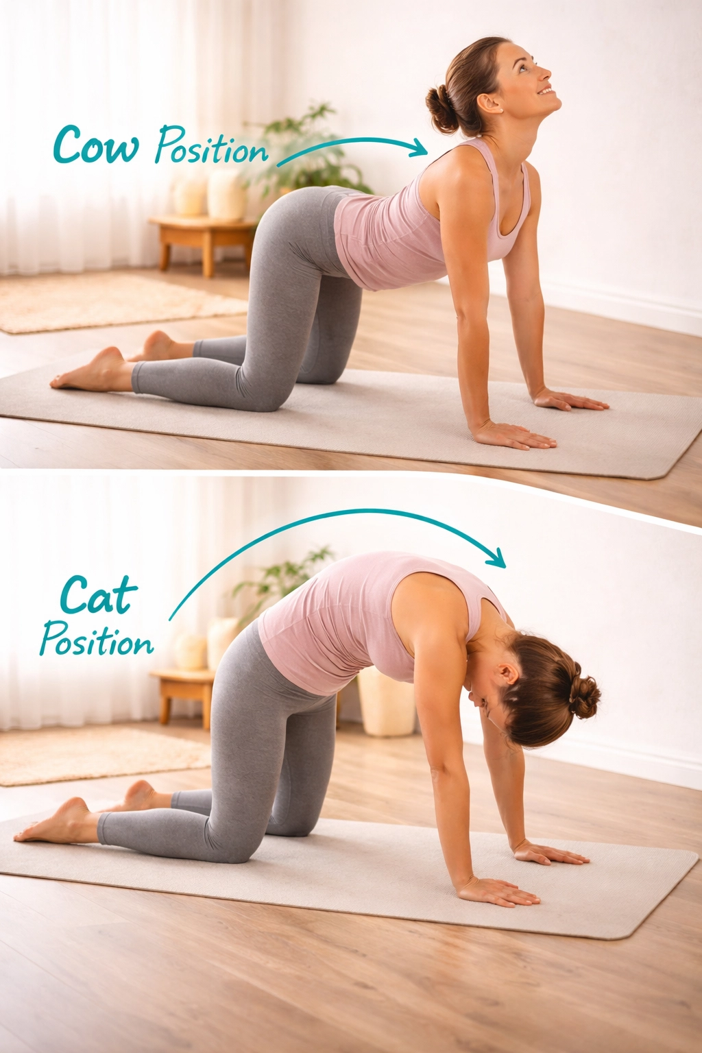 Cat and Cow positions Cat and Cow positions