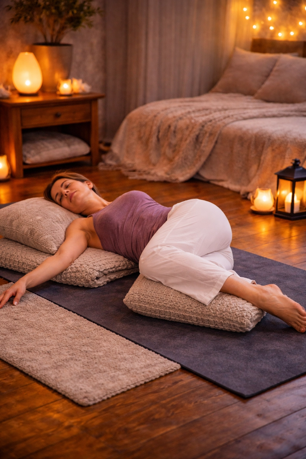 Supine Twist-Bedtime Yoga Supine Twist-Bedtime Yoga