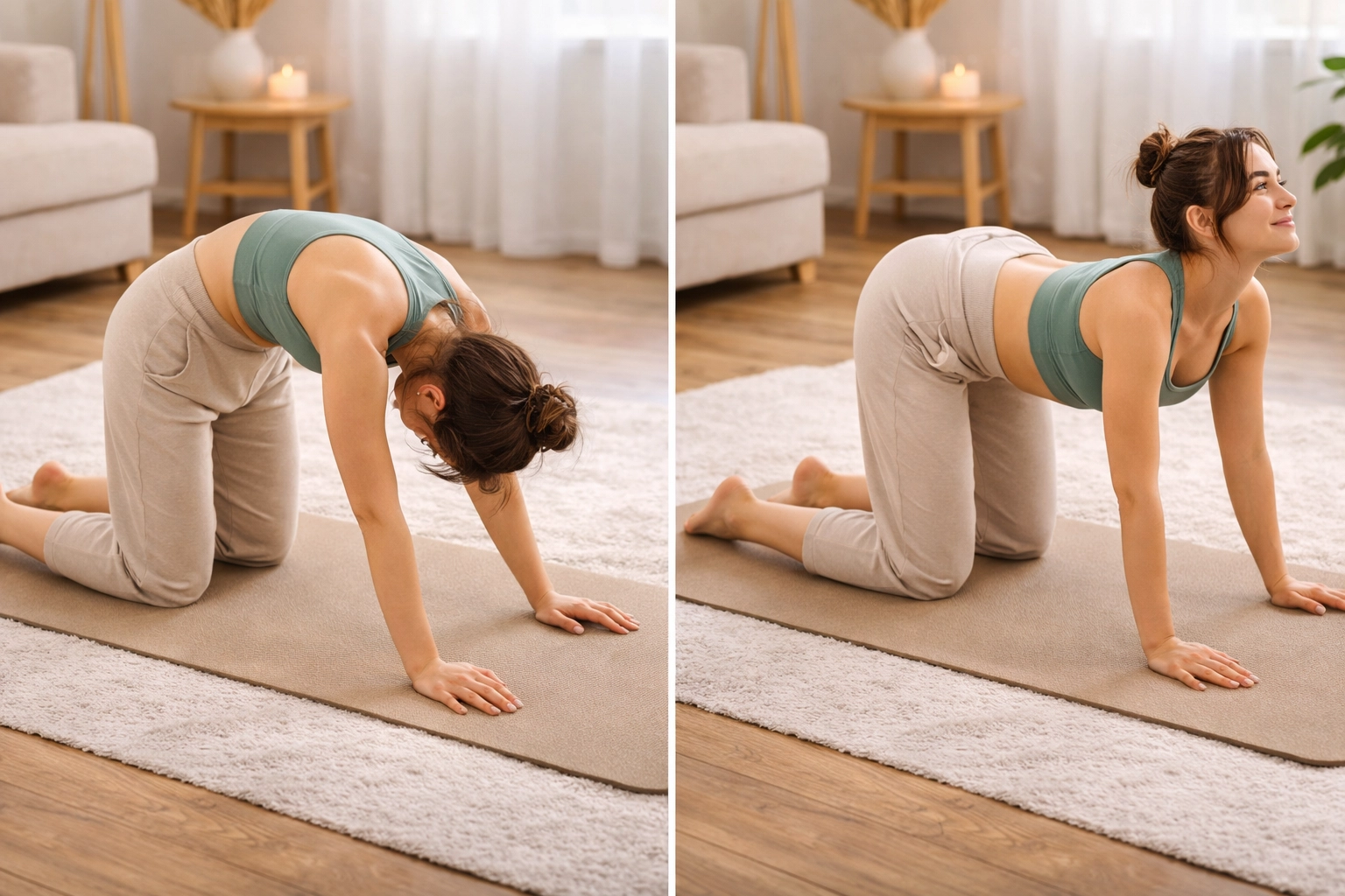 Yoga Poses for Beginners-Cat-Cow Stretch Yoga Poses for Beginners-Cat-Cow Stretch